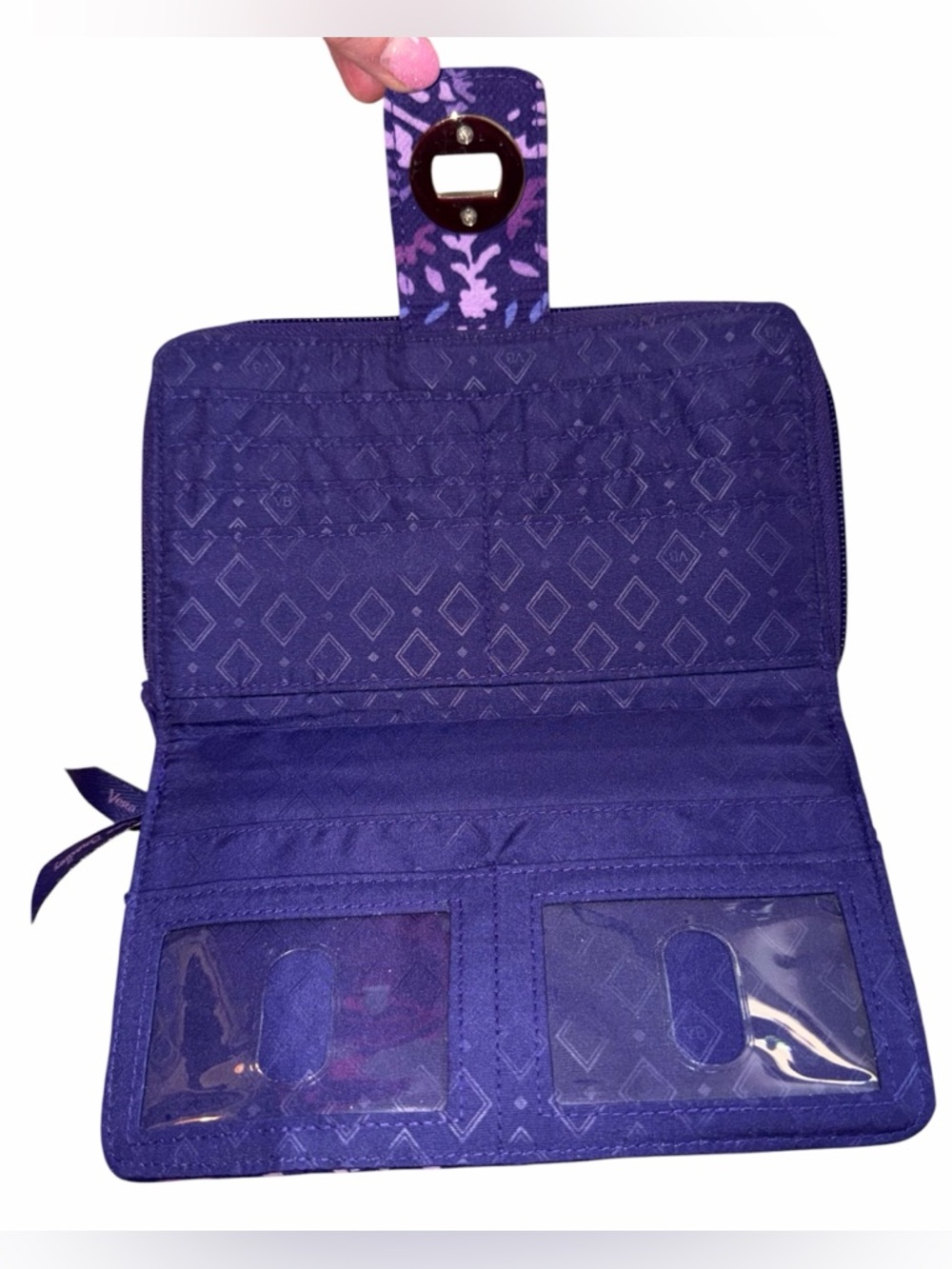 Vera Bradley Paisley Amethyst RFID Turnlock Wallet - Picture 3 of 5